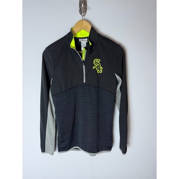 MLB Other - Chicago White Sox Youth L Black and Neon Yellow Quarter-Zip Performance Pullover